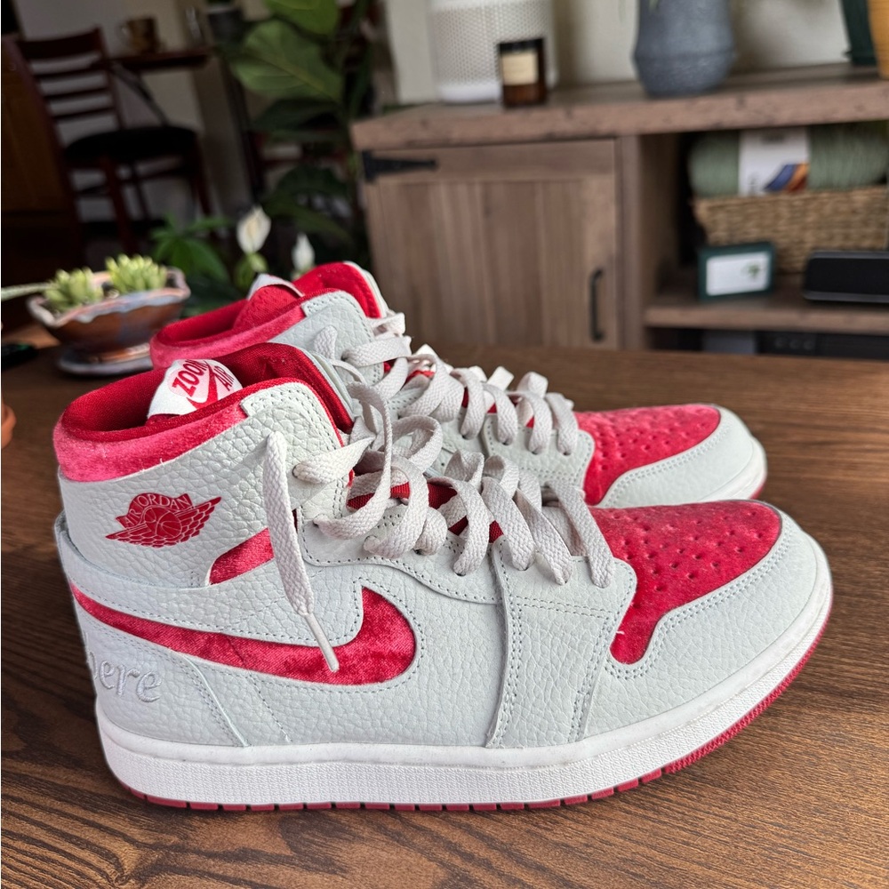 Nike Air Jordan 1 Mid White and Pink Sneakers